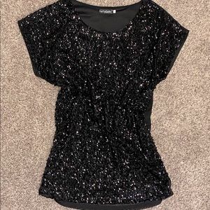 Sequin glitter black top